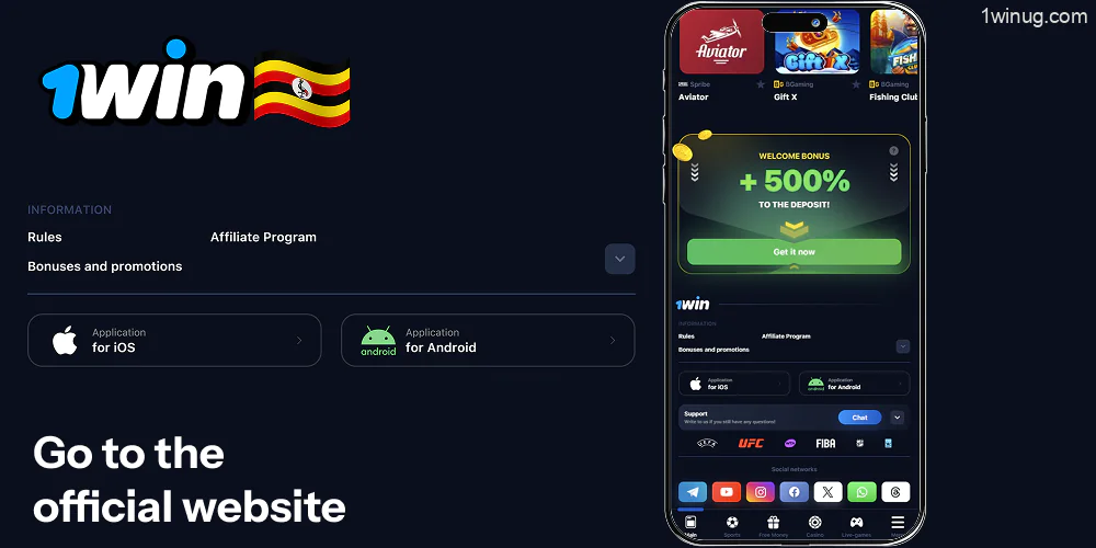 1win download button for the iOS app