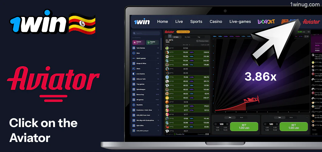 Click on the red Aviator sign 1win