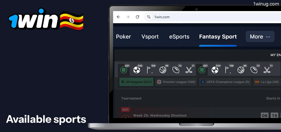 Choose any of the available sports 1win