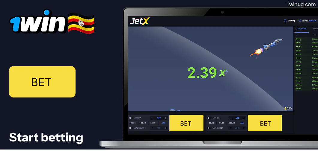 Start betting JetX 1win