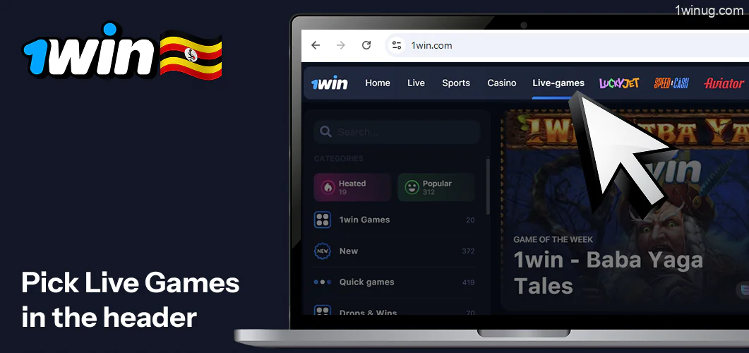 1win pick Live Games in the header of the interface