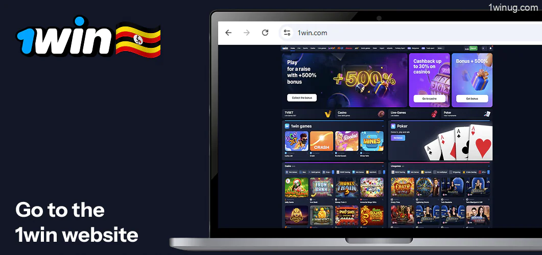 Go to the 1win website