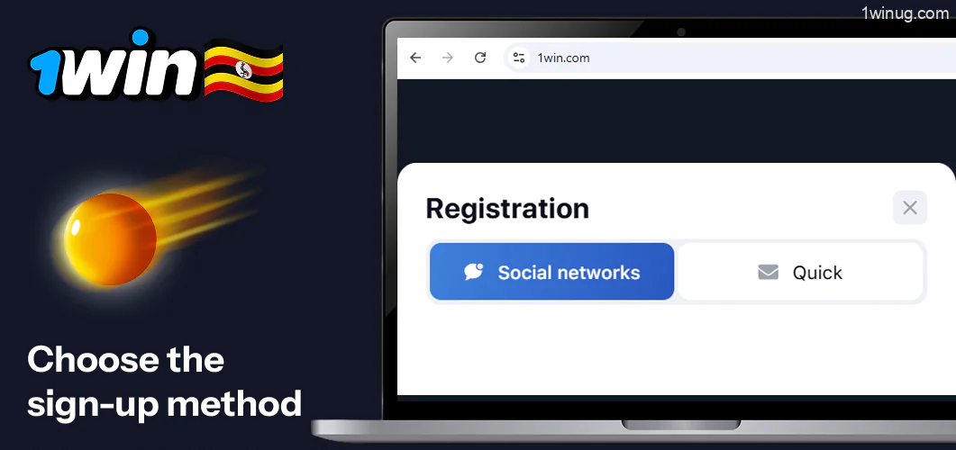 Choose the sign-up method 1win