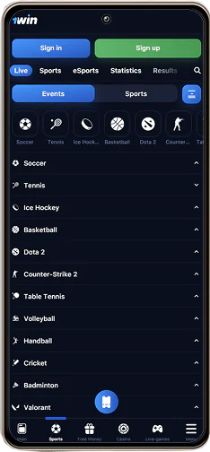 1win sport screenshot