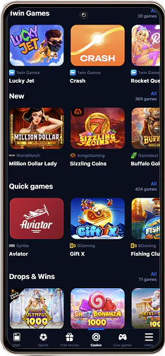 1win casino games screenshot